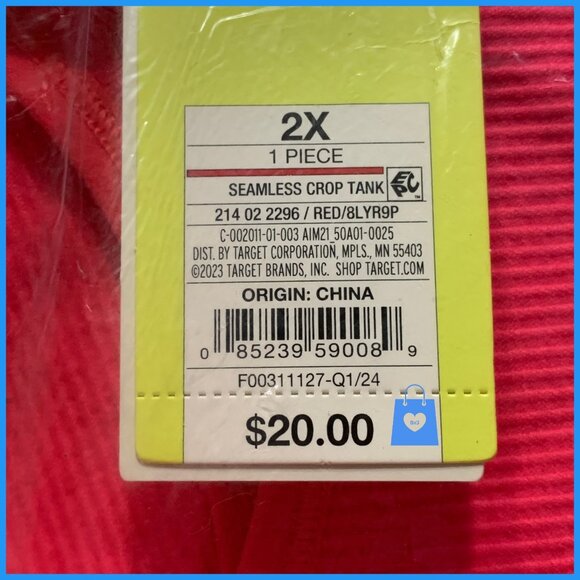 2X - Womens Seamless Square Neck Cropped Tank Top - All In Motion - Coral Pink - Picture 6 of 9